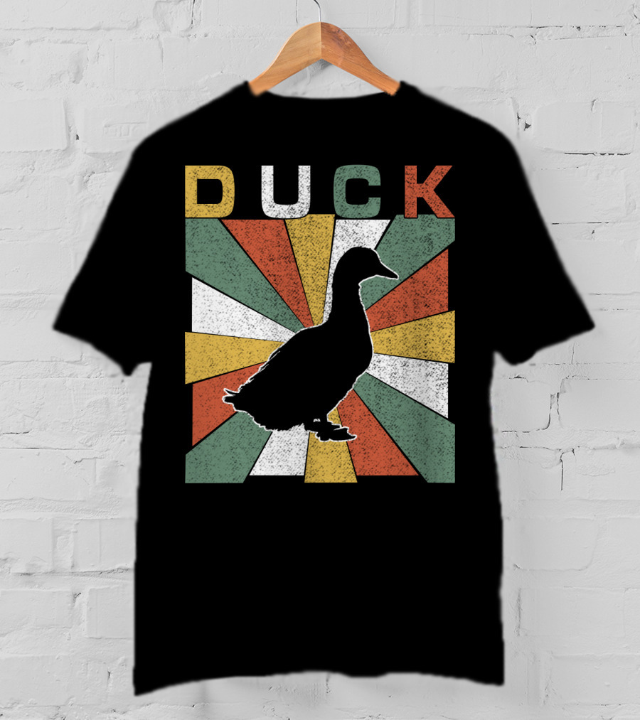 Duck Retro 70s Vintage Silhouette Sunburst T-Shirt