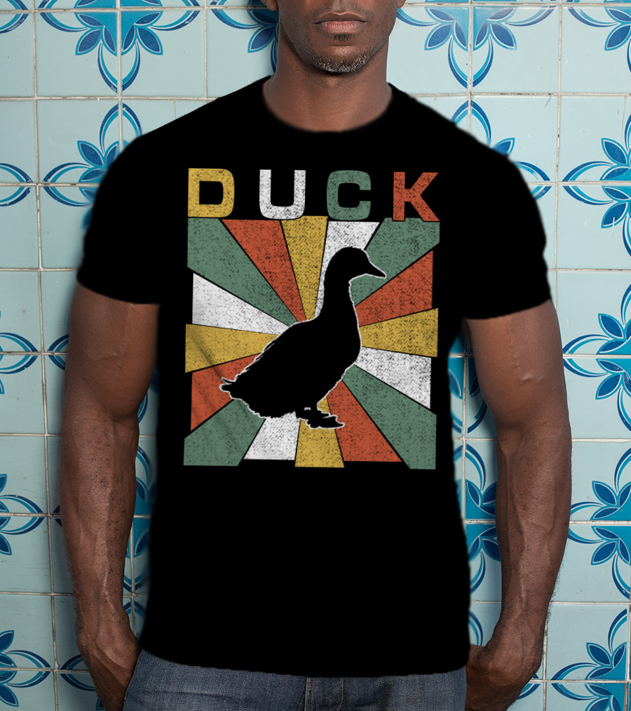 Duck Retro 70s Vintage Silhouette Sunburst T-Shirt