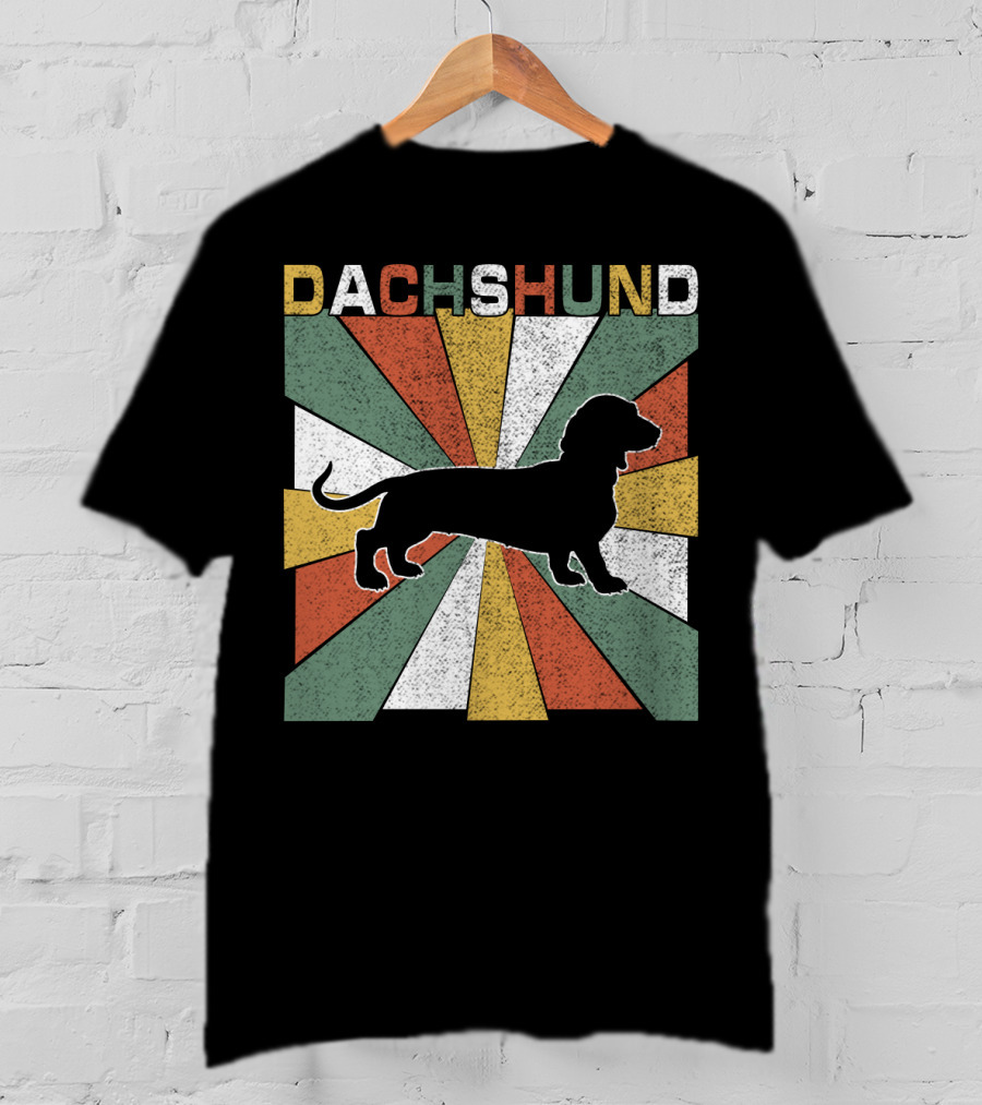 Dachshund Retro 70s Silhouette Vintage T-Shirt