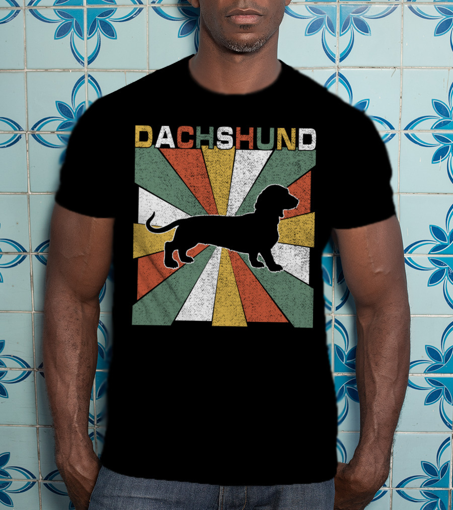 Dachshund Retro 70s Silhouette Vintage T-Shirt