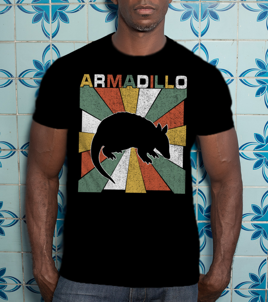 Armadillo Retro 70s Vintage Rainbow Burst T-Shirt