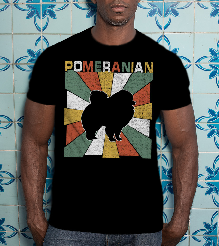 Pomeranian Dogs Retro 70s T-Shirt