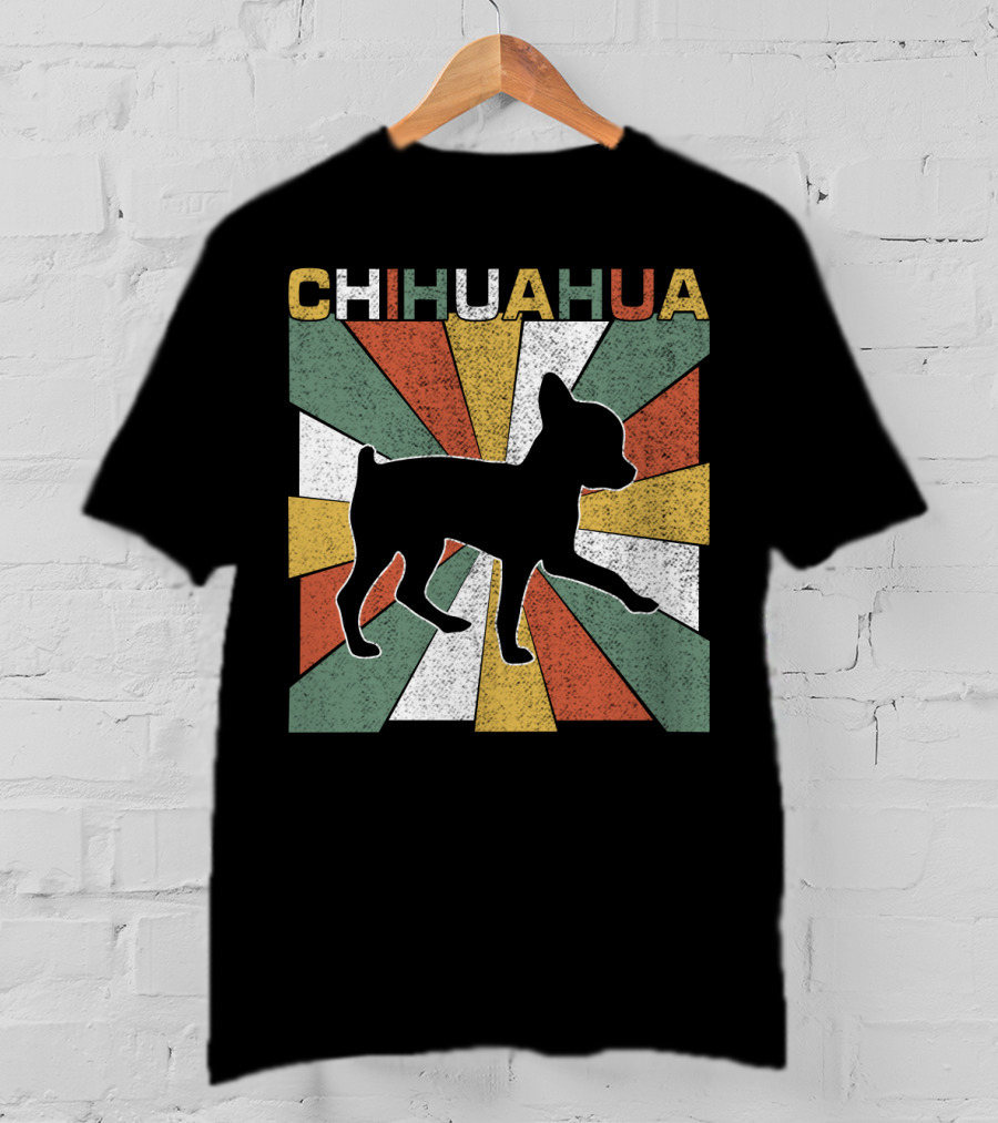 Chihuahua Retro 70s Vintage Silhouette Burst T-Shirt