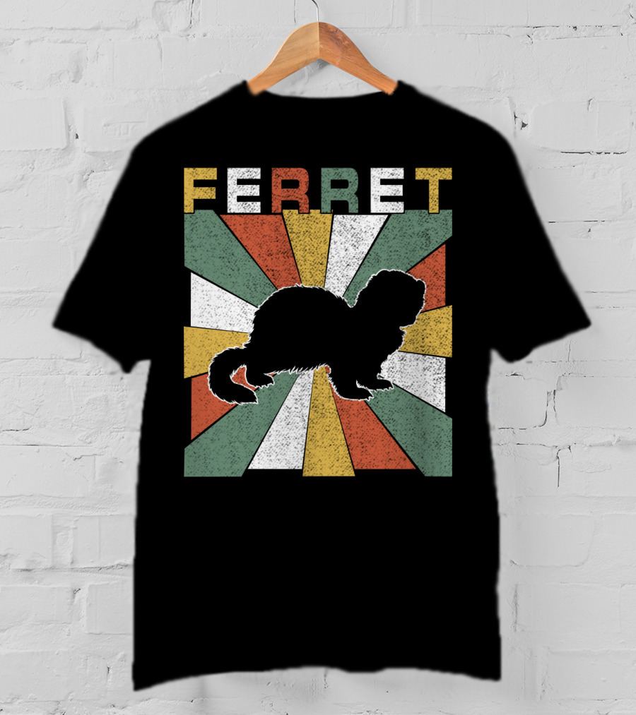 Ferret Vintage Silhouette With Retro 70s Sunburst T-Shirt