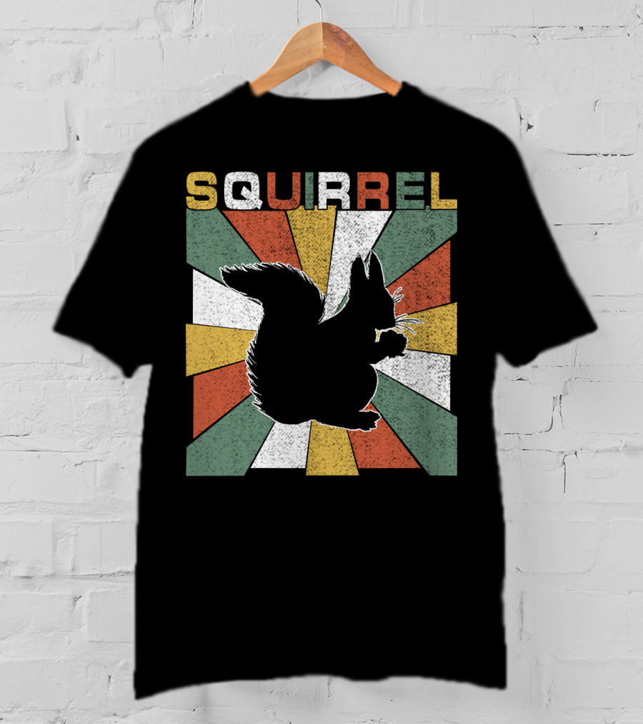 Squirrel Retro 70s Silhouette Vintage Colors T-Shirt