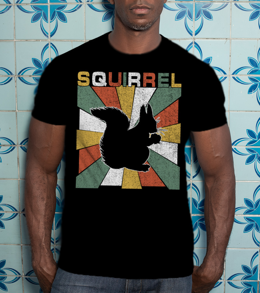 Squirrel Retro 70s Silhouette Vintage Colors T-Shirt