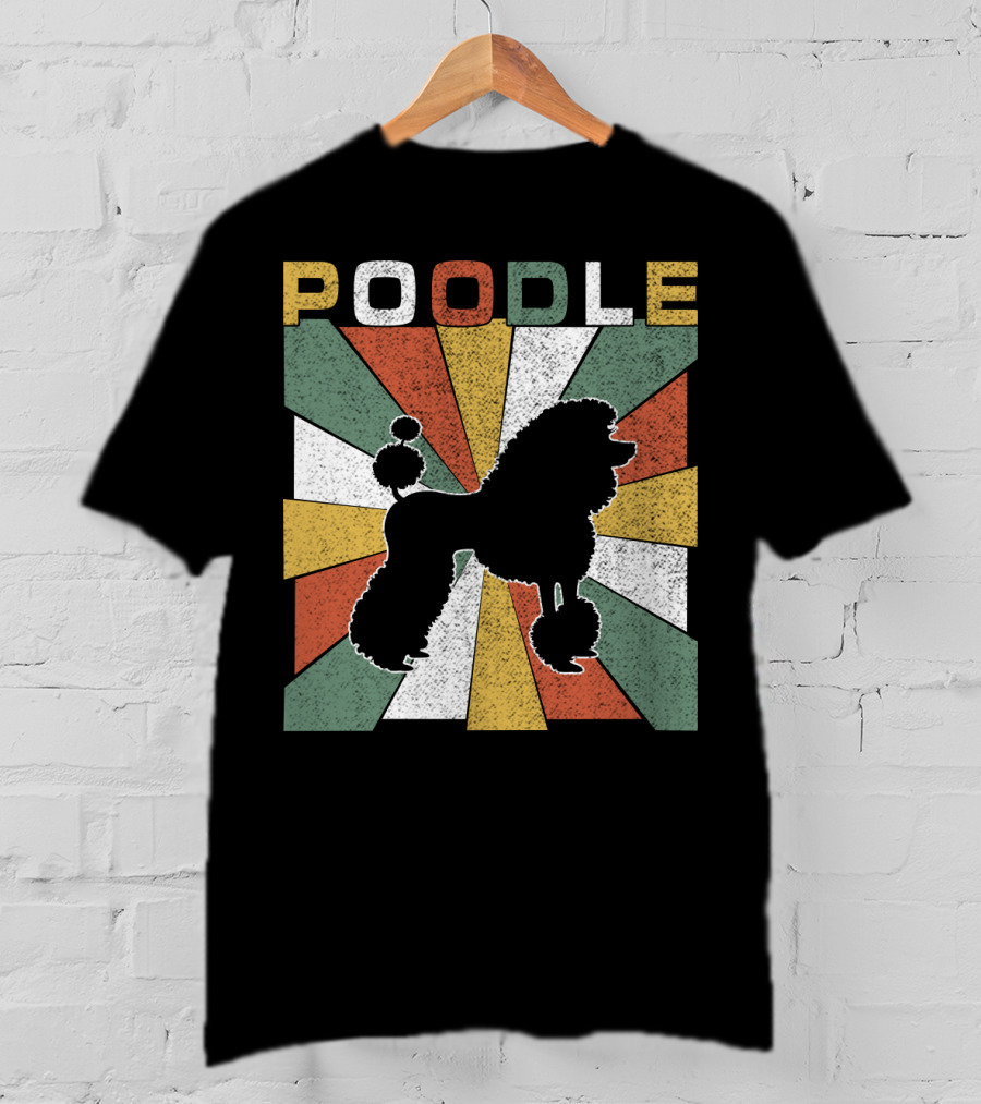 Poodle Silhouette Retro 70s Colorful Burst T-Shirt