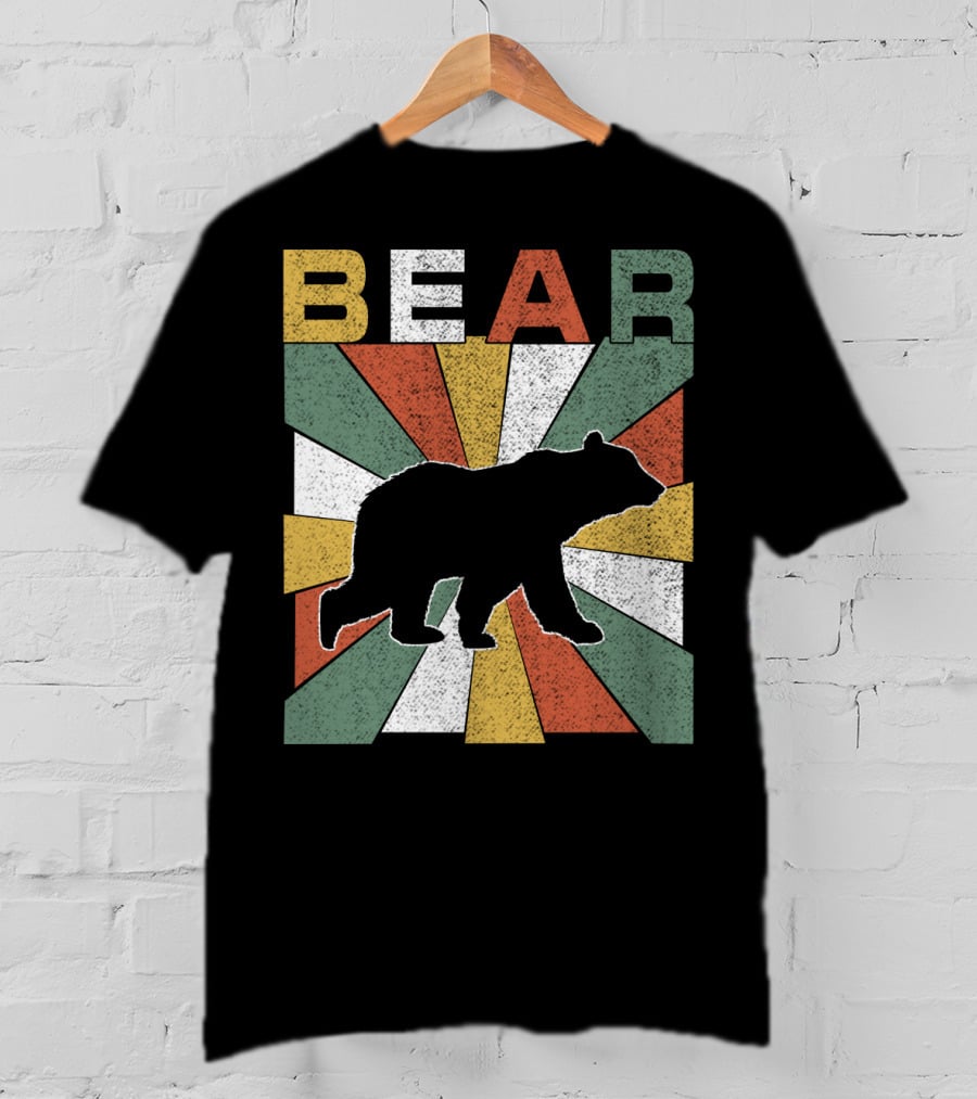 Bear Retro 70s Vintage Silhouette Burst T-Shirt