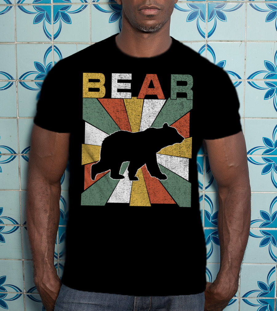 Bear Retro 70s Vintage Silhouette Burst T-Shirt
