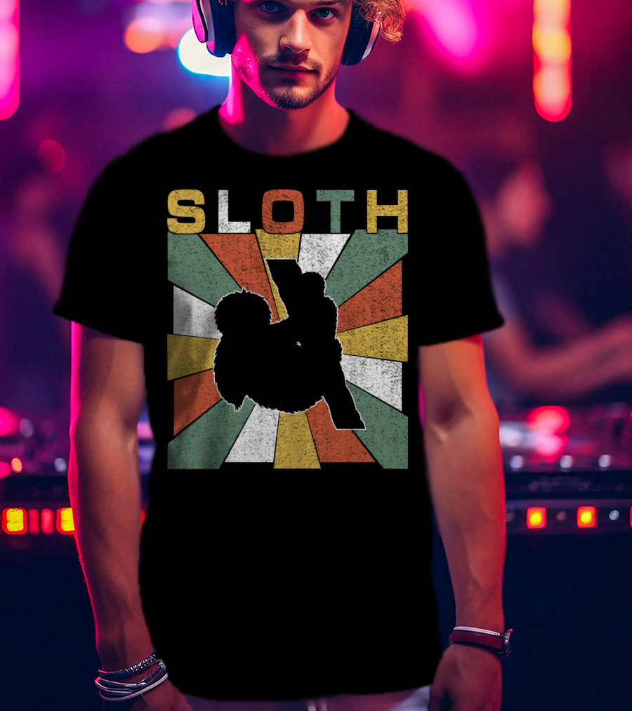Sloth Retro 70s Vintage Colorful T-Shirt