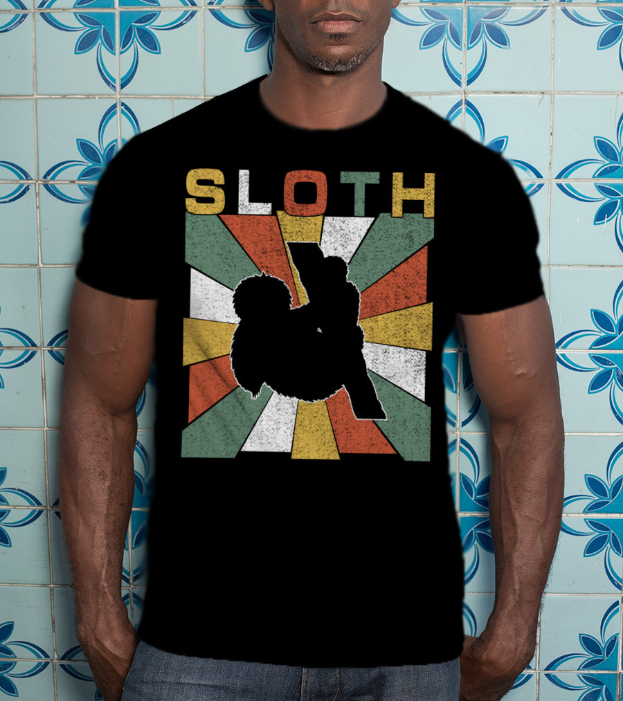 Sloth Retro 70s Vintage Colorful T-Shirt