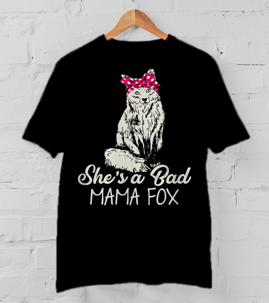 She's A Bad Mama Fox In Red Polka Dot Headscarf T-Shirt