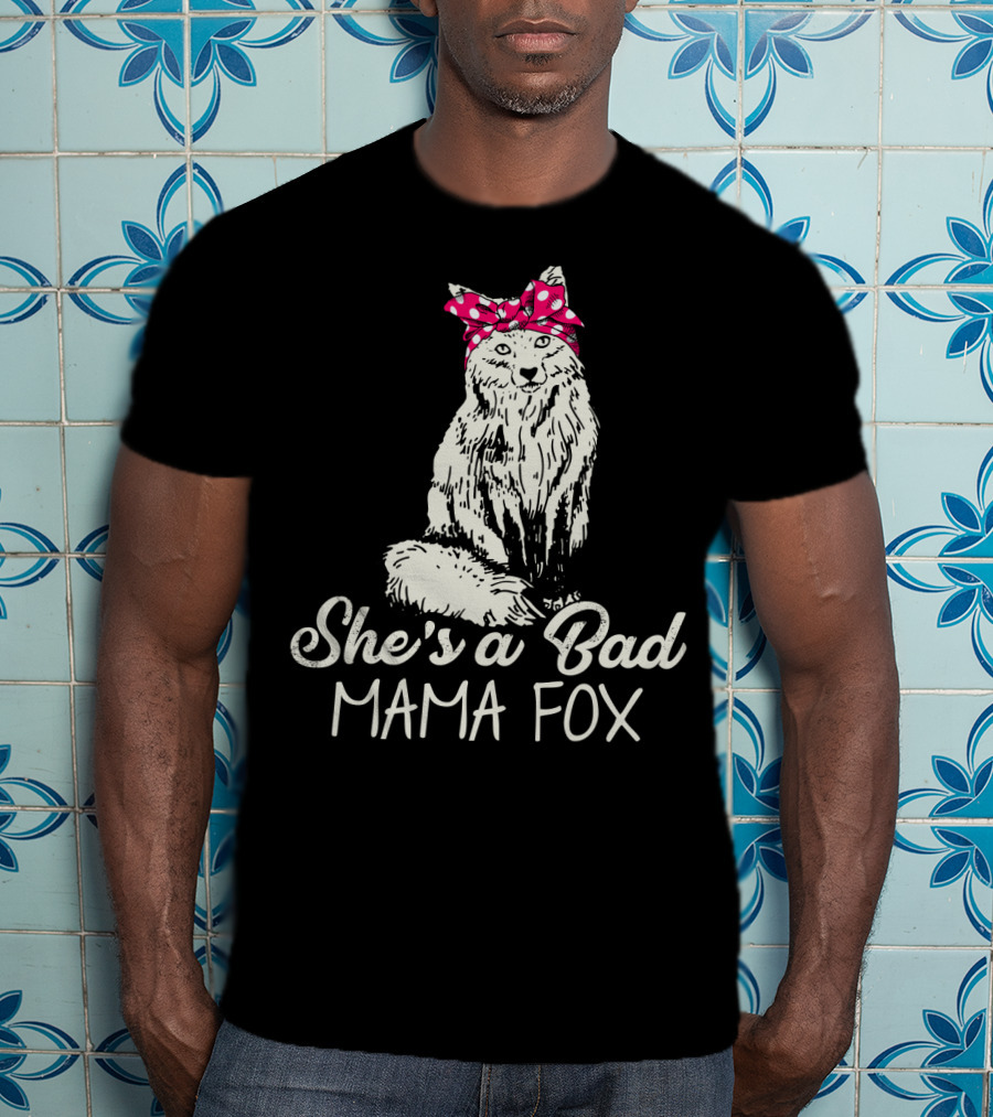 She's A Bad Mama Fox In Red Polka Dot Headscarf T-Shirt