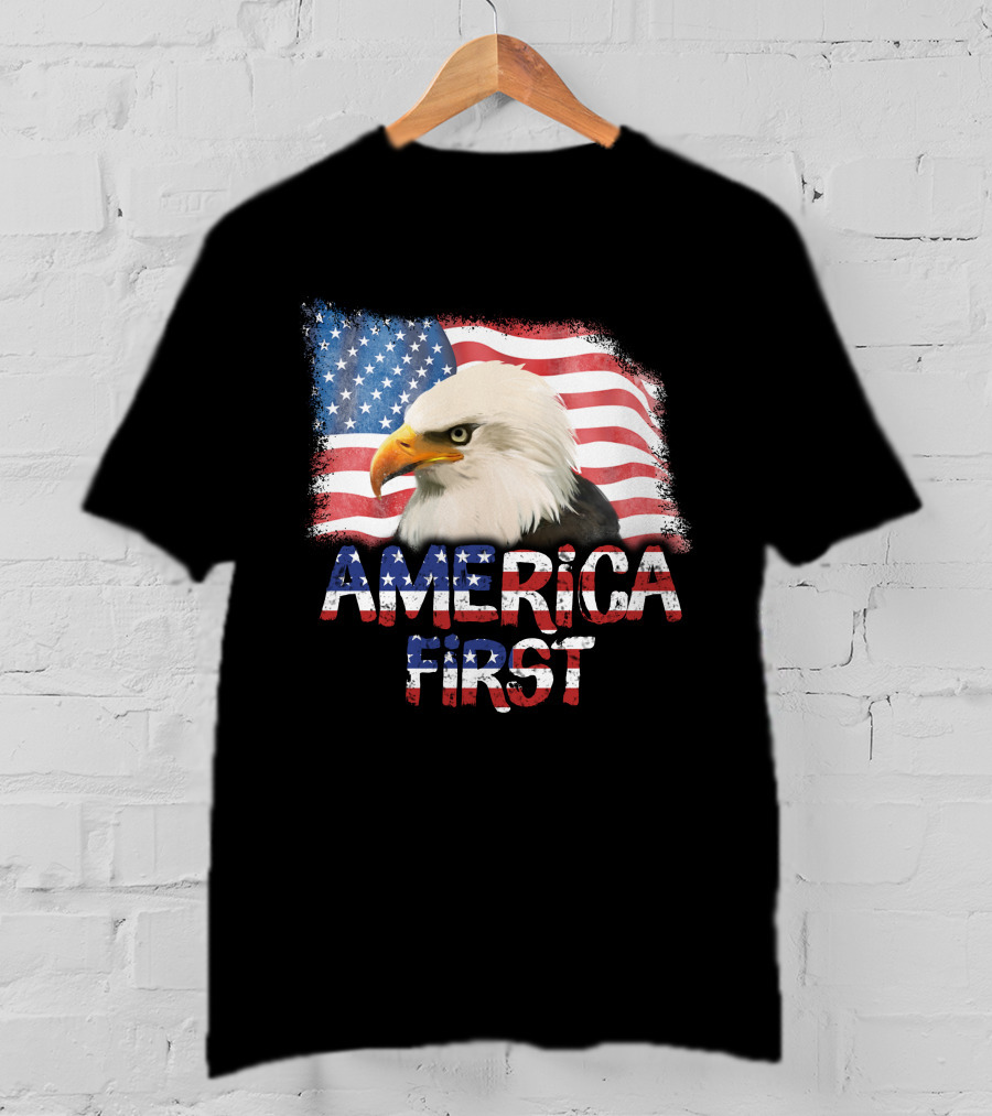 America First Patriotic Eagle With American Flag T-Shirt