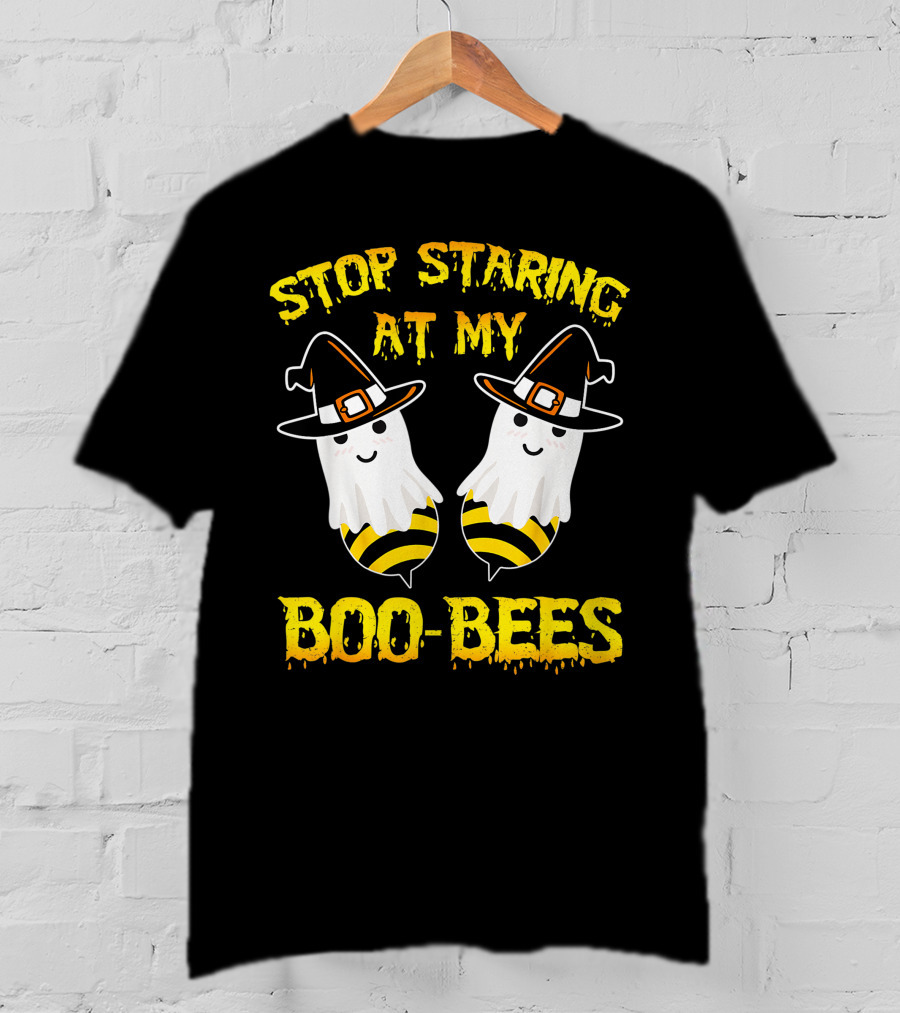 Stop Staring At My Boo Bees Halloween Ghost Bees Witch Hats T-Shirt