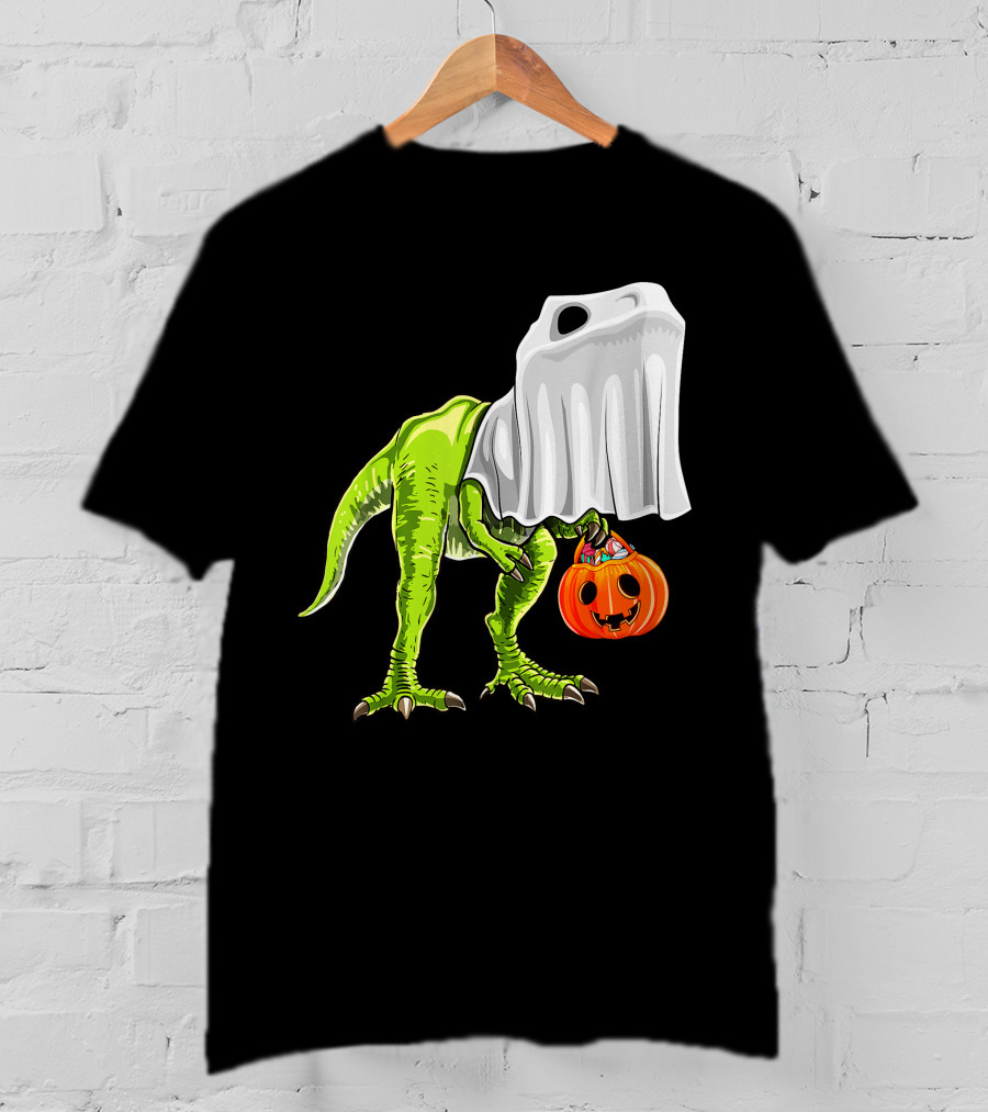Halloween Rex Dinosaur Ghost Costume Pumpkin T-Shirt