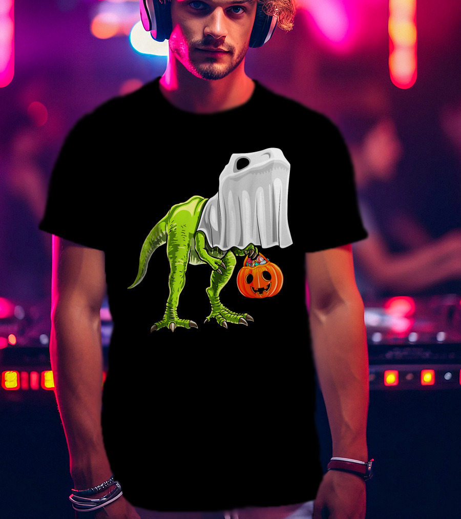 Halloween Rex Dinosaur Ghost Costume Pumpkin T-Shirt