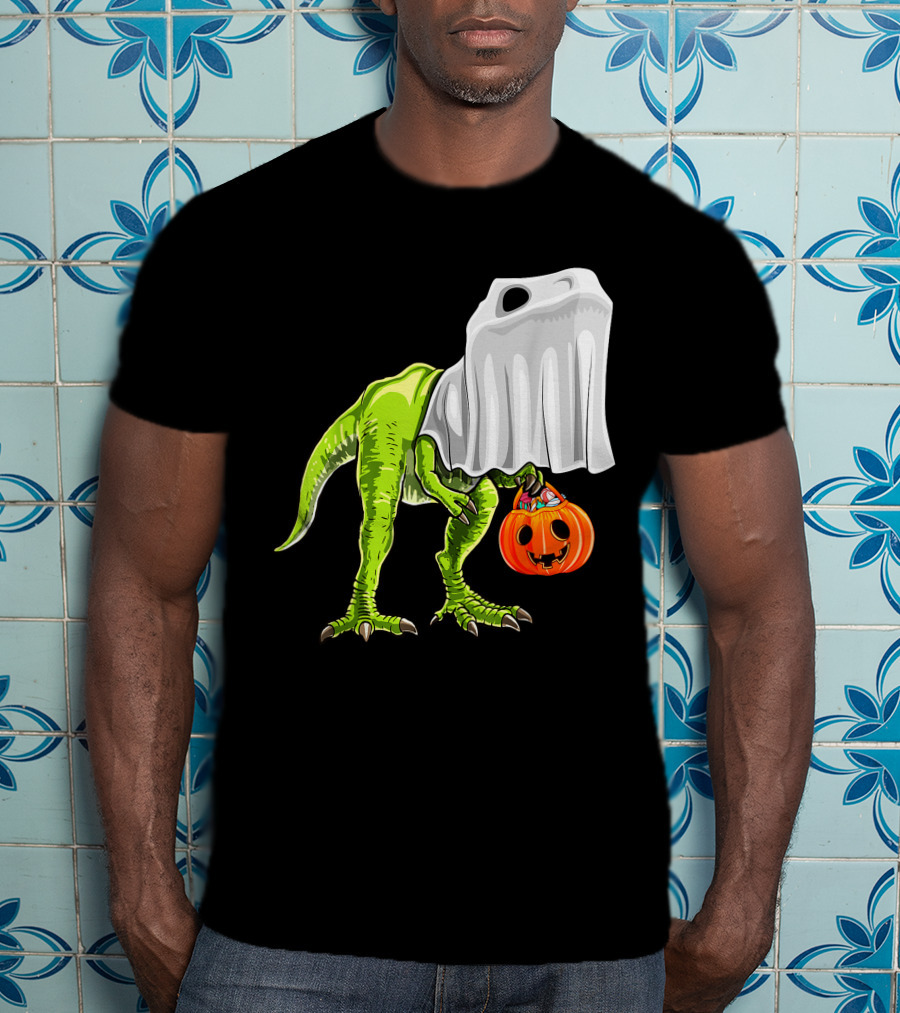 Halloween Rex Dinosaur Ghost Costume Pumpkin T-Shirt
