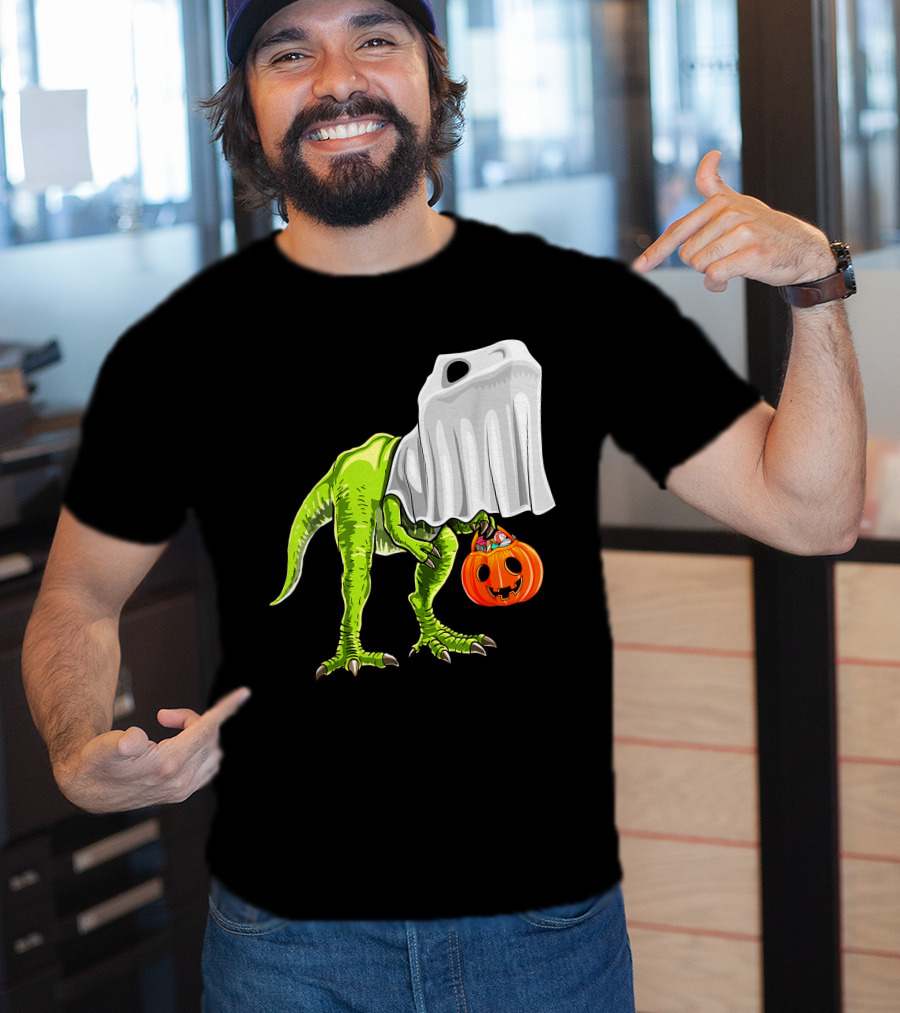 Halloween Rex Dinosaur Ghost Costume Pumpkin T-Shirt