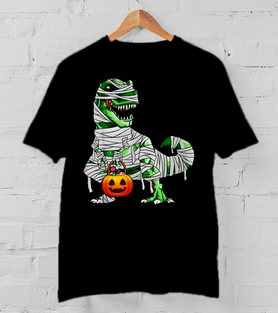 Halloween Pumpkin Mummy Dinosaur T-Shirt