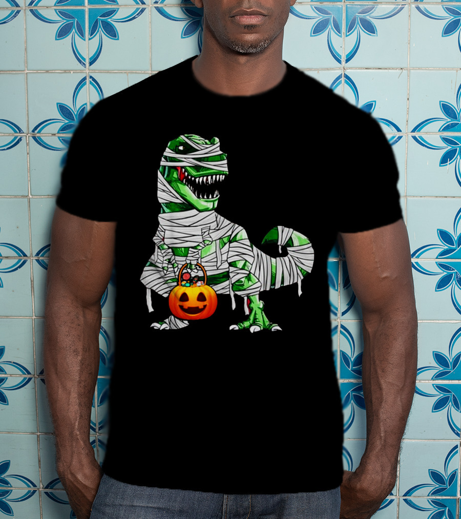 Halloween Pumpkin Mummy Dinosaur T-Shirt