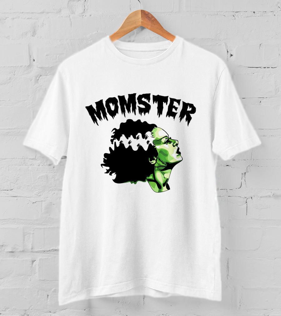 Momster Frankenstein Bride Parody Green Horror Text T-Shirt