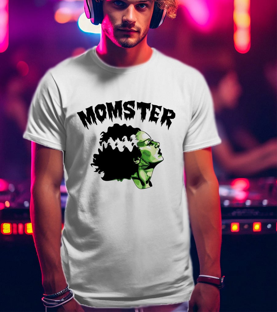 Momster Frankenstein Bride Parody Green Horror Text T-Shirt