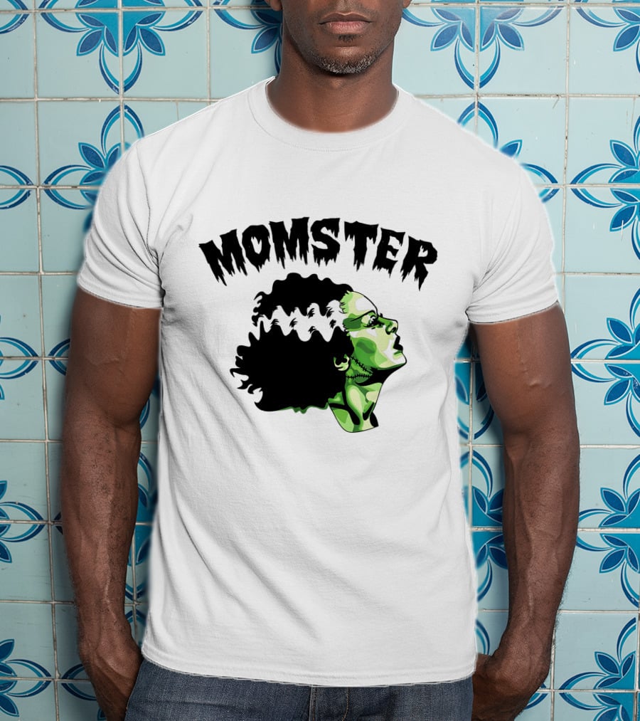 Momster Frankenstein Bride Parody Green Horror Text T-Shirt