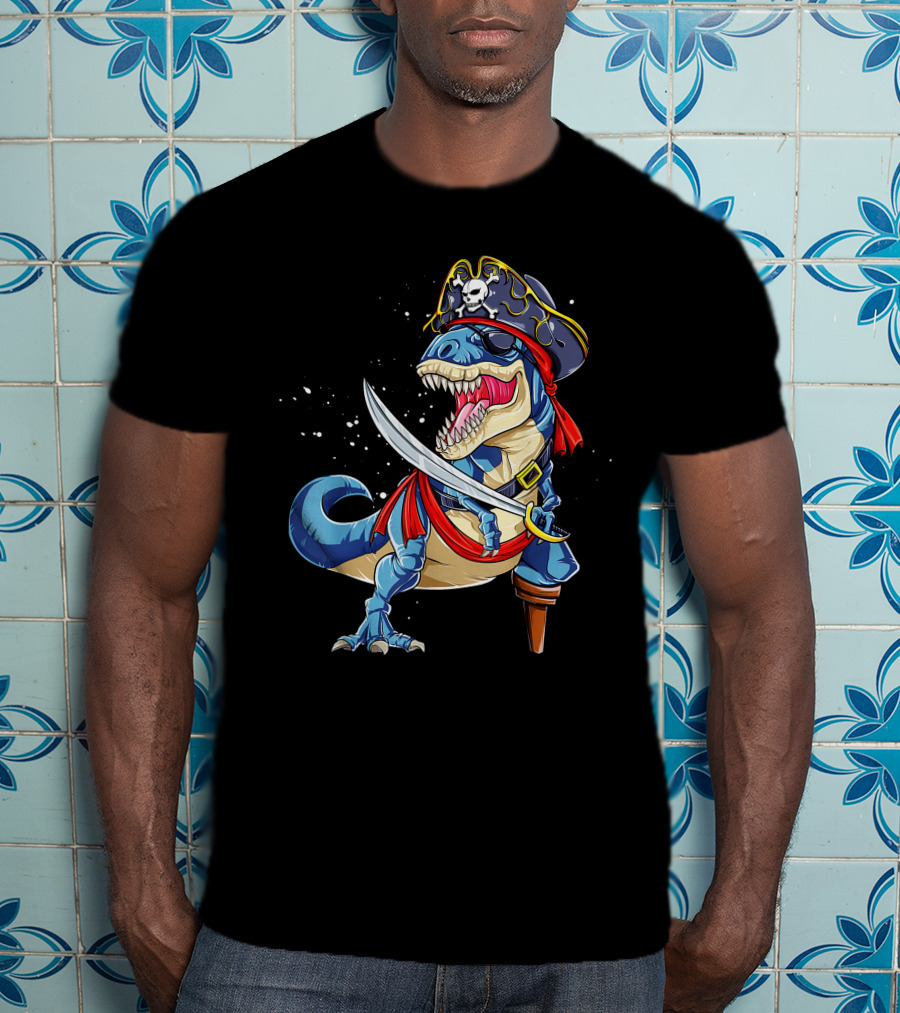 Pirate T-Rex With Sword And Hat T-Shirt