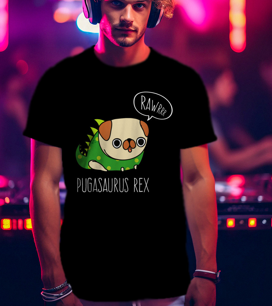 Pugasaurus Rex Pug Dog Halloween Rawrrr T-Shirt