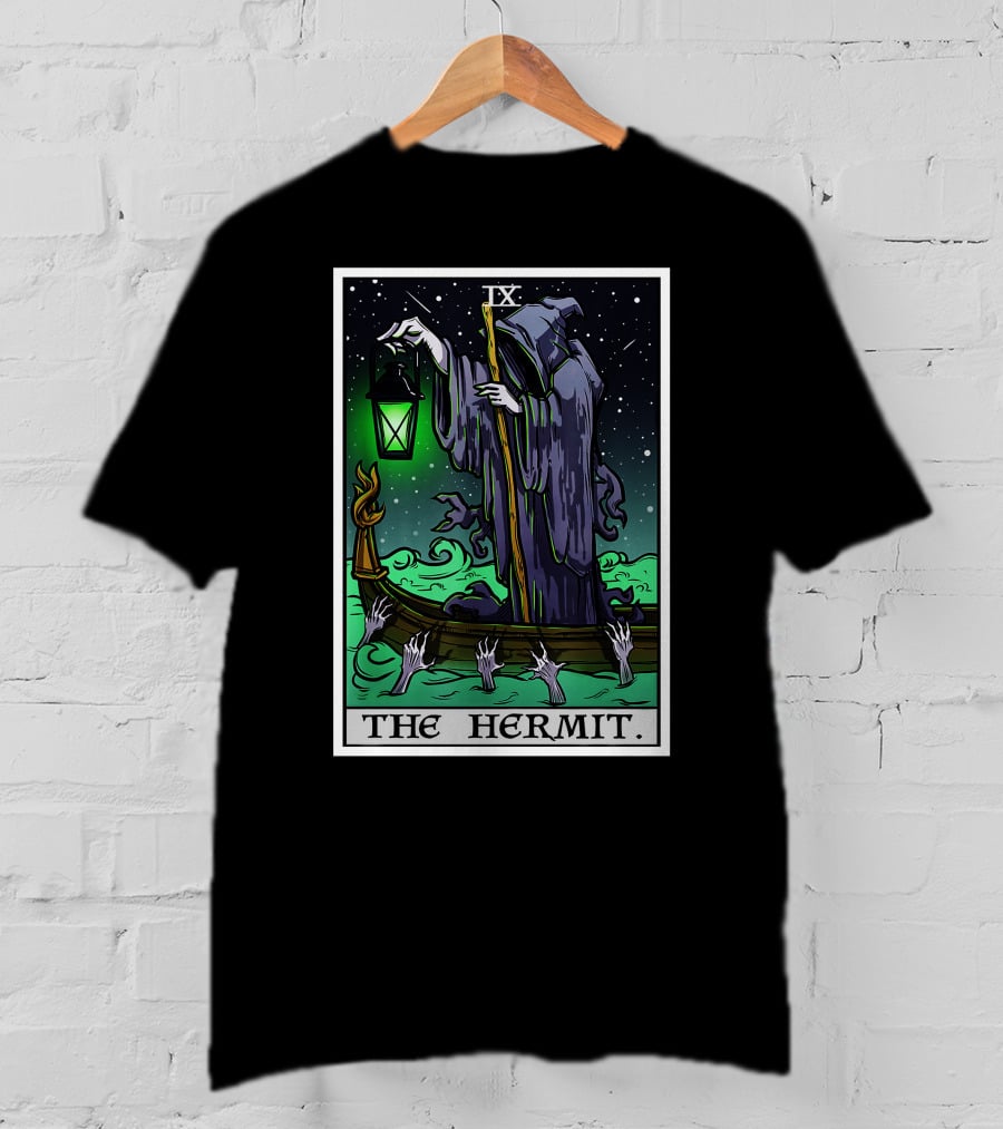 Halloween Grim Reaper Tarot Card The Hermit IX T-Shirt