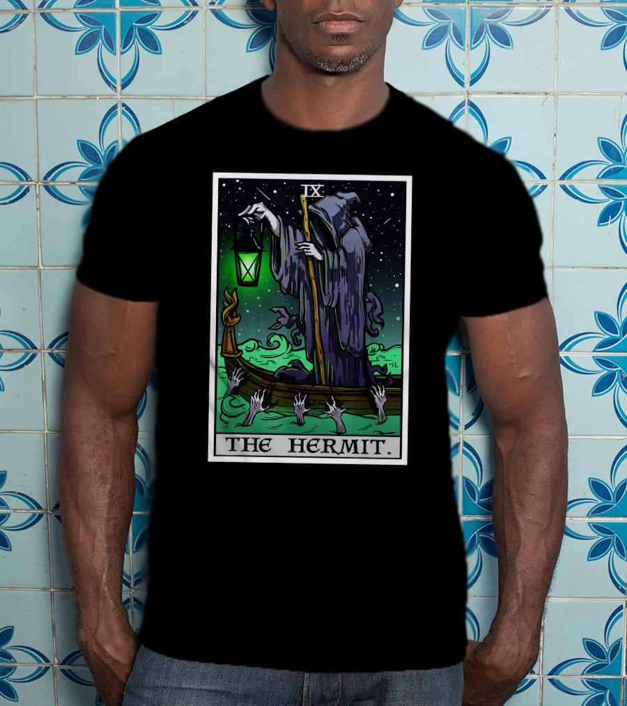 Halloween Grim Reaper Tarot Card The Hermit IX T-Shirt