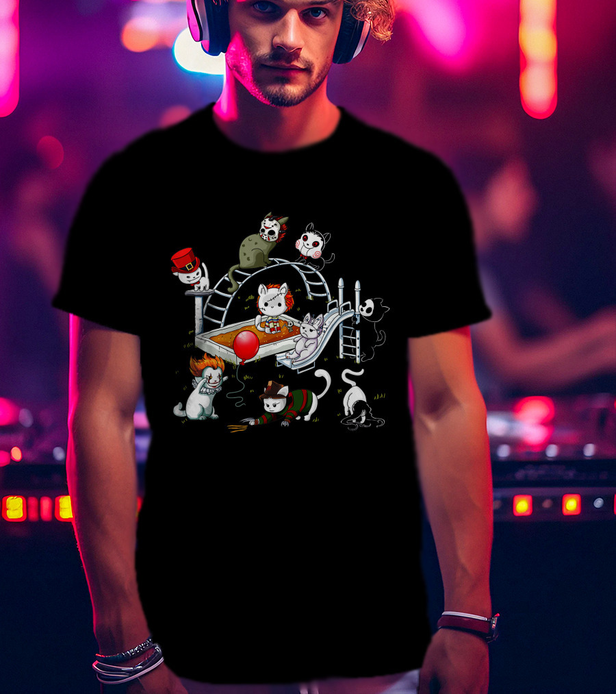 Horror Cats Playground Halloween Icons T-Shirt
