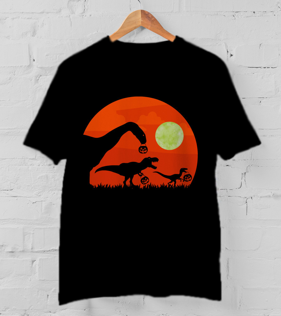 Halloween Dinosaur Rex Pumpkin Moon T-Shirt