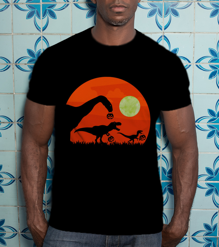 Halloween Dinosaur Rex Pumpkin Moon T-Shirt