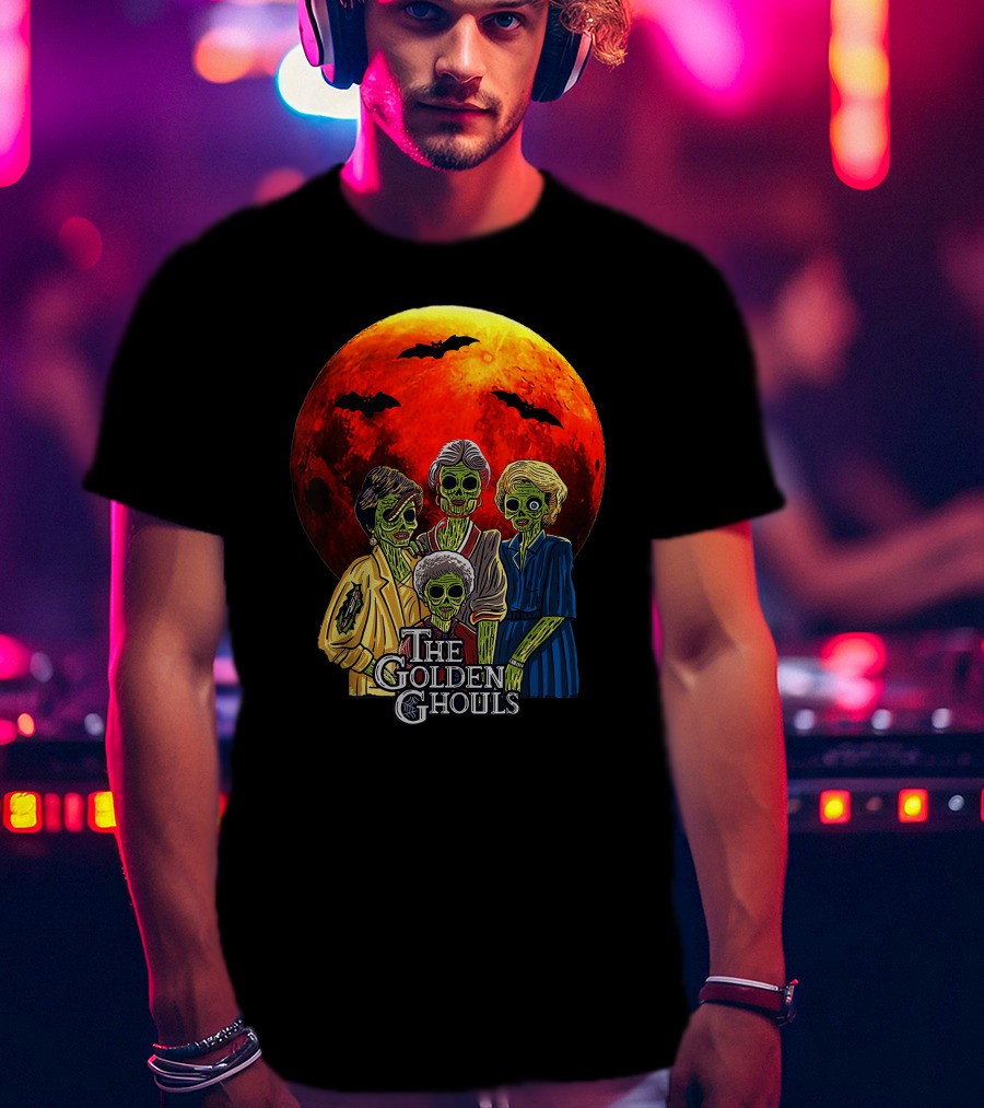 The Golden Ghouls Vintage Moon Halloween T-Shirt