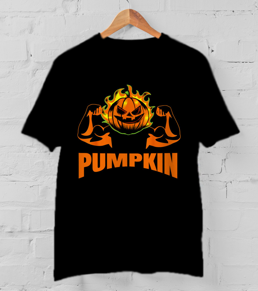 Pumpkin Bodybuilder Halloween Costume Fitness Lover T-Shirt