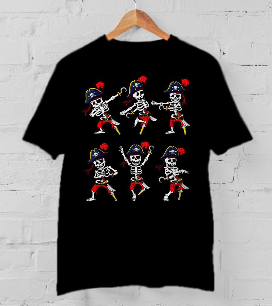 Halloween Dancing Pirate Skeletons Pirate Skeleton Challenge T-Shirt