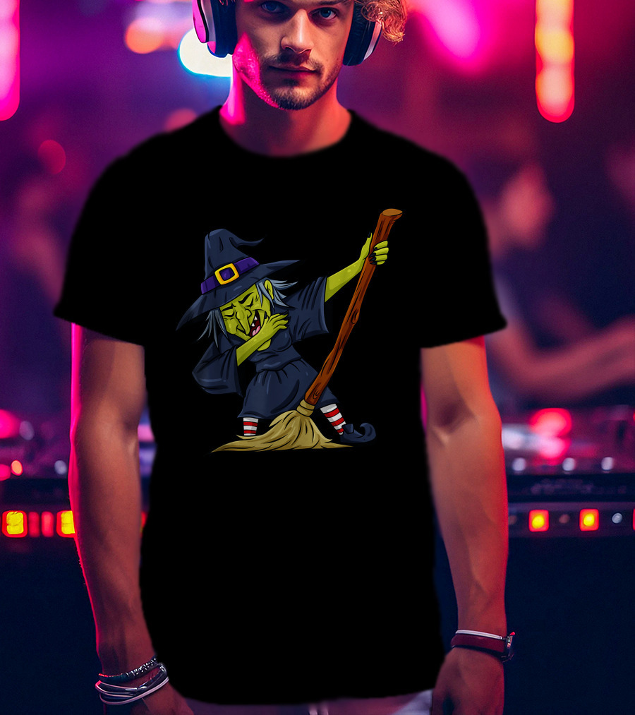 Halloween Witch Broomstick Dab Funny Dance T-Shirt