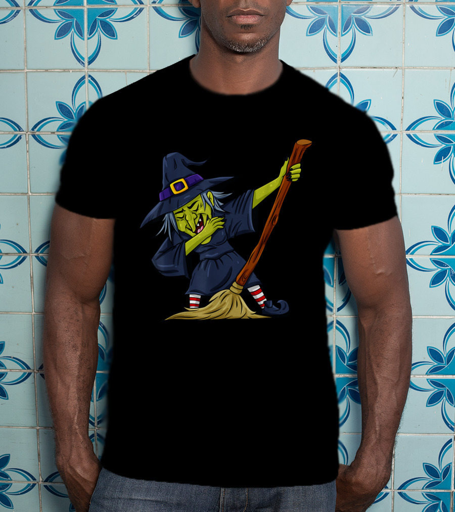 Halloween Witch Broomstick Dab Funny Dance T-Shirt