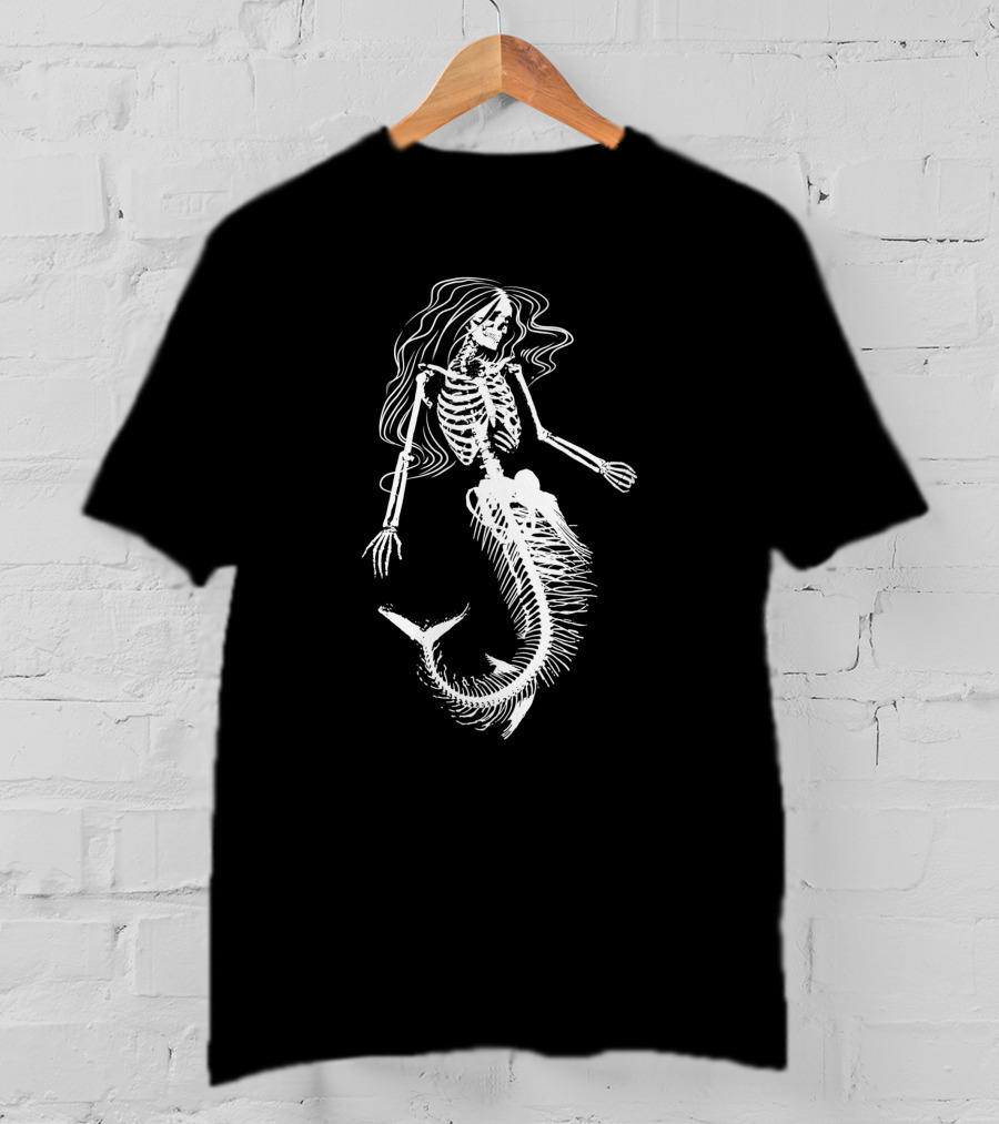 Skeleton Mermaid Halloween Humor T-Shirt