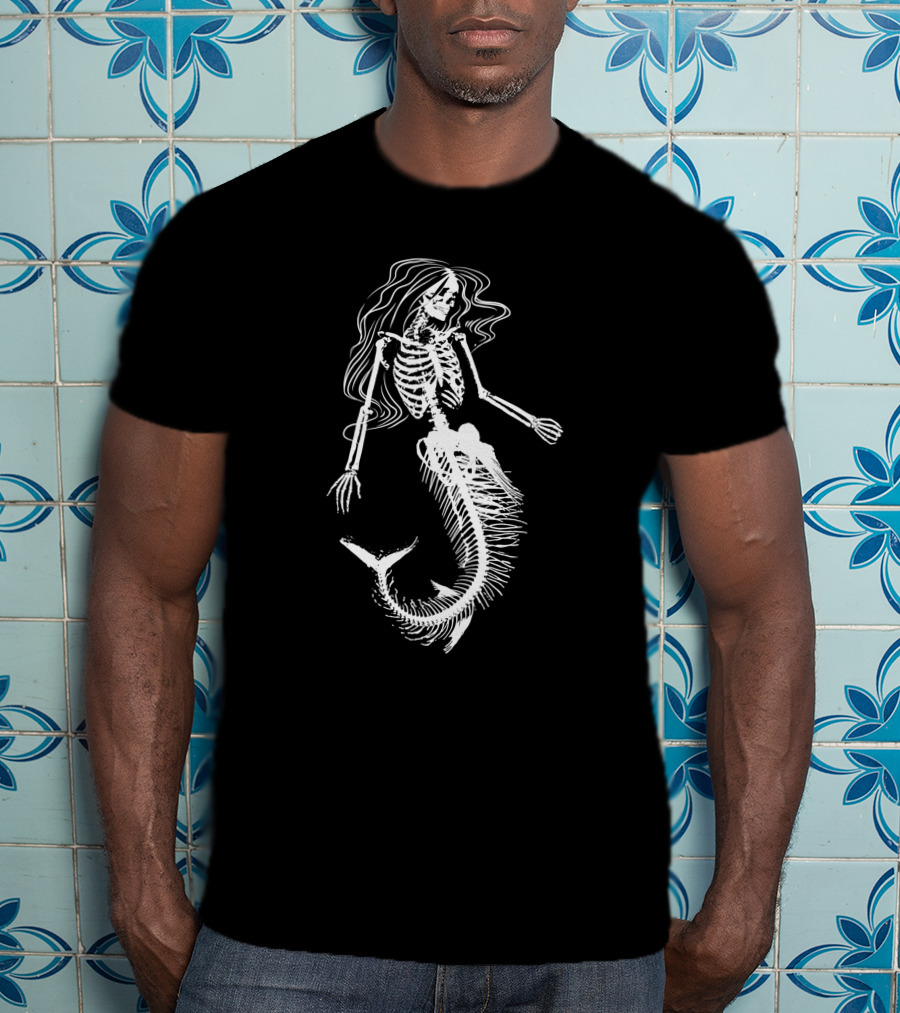 Skeleton Mermaid Halloween Humor T-Shirt