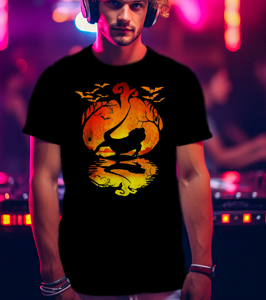Bearded Dragon Halloween Pumpkin Bats T-Shirt