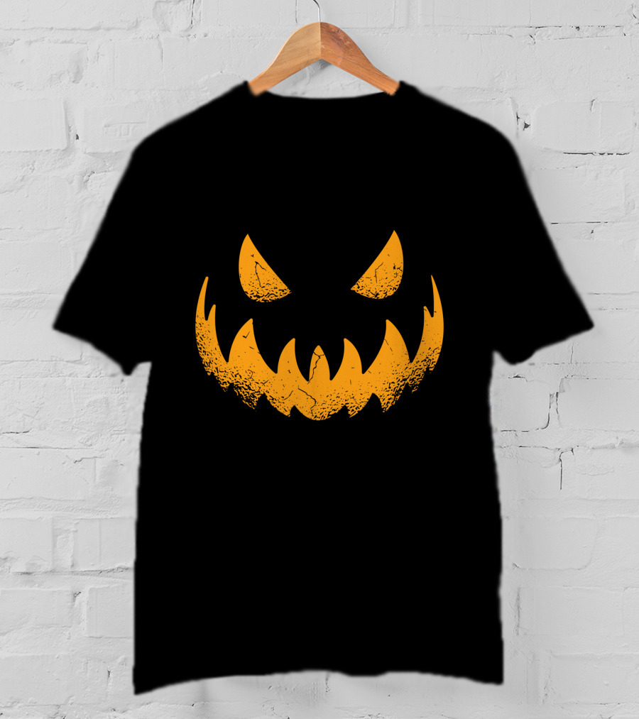 Halloween Pumpkin Scary Smiling Jack-O'-Lantern Face T-Shirt