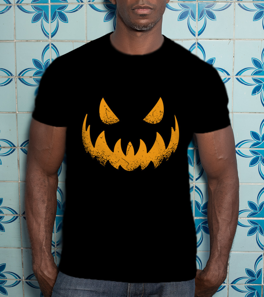 Halloween Pumpkin Scary Smiling Jack-O'-Lantern Face T-Shirt