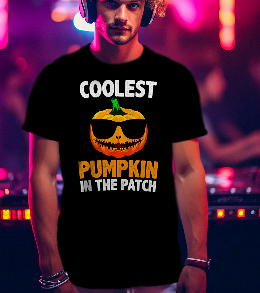 Coolest Pumpkin In The Patch Halloween Sunglasses Jack-O'-Lantern T-Shirt