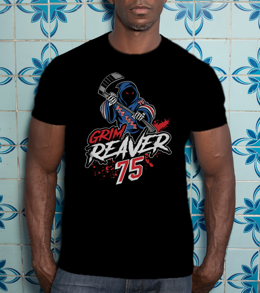 Grim Reaver New York 75 We Bleed Blue Merch T-Shirt