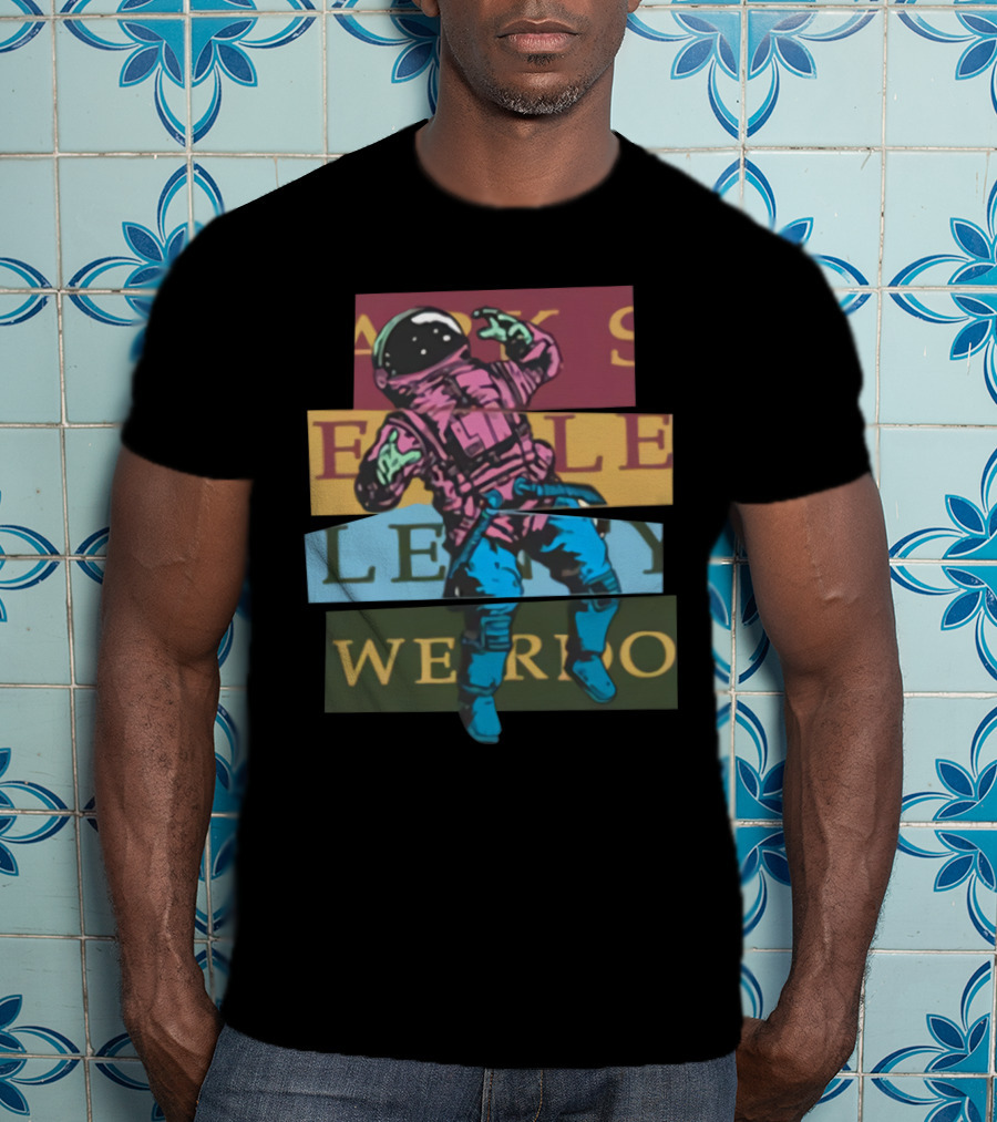 Astronaut Weirdo Brand Text Collage T-Shirt