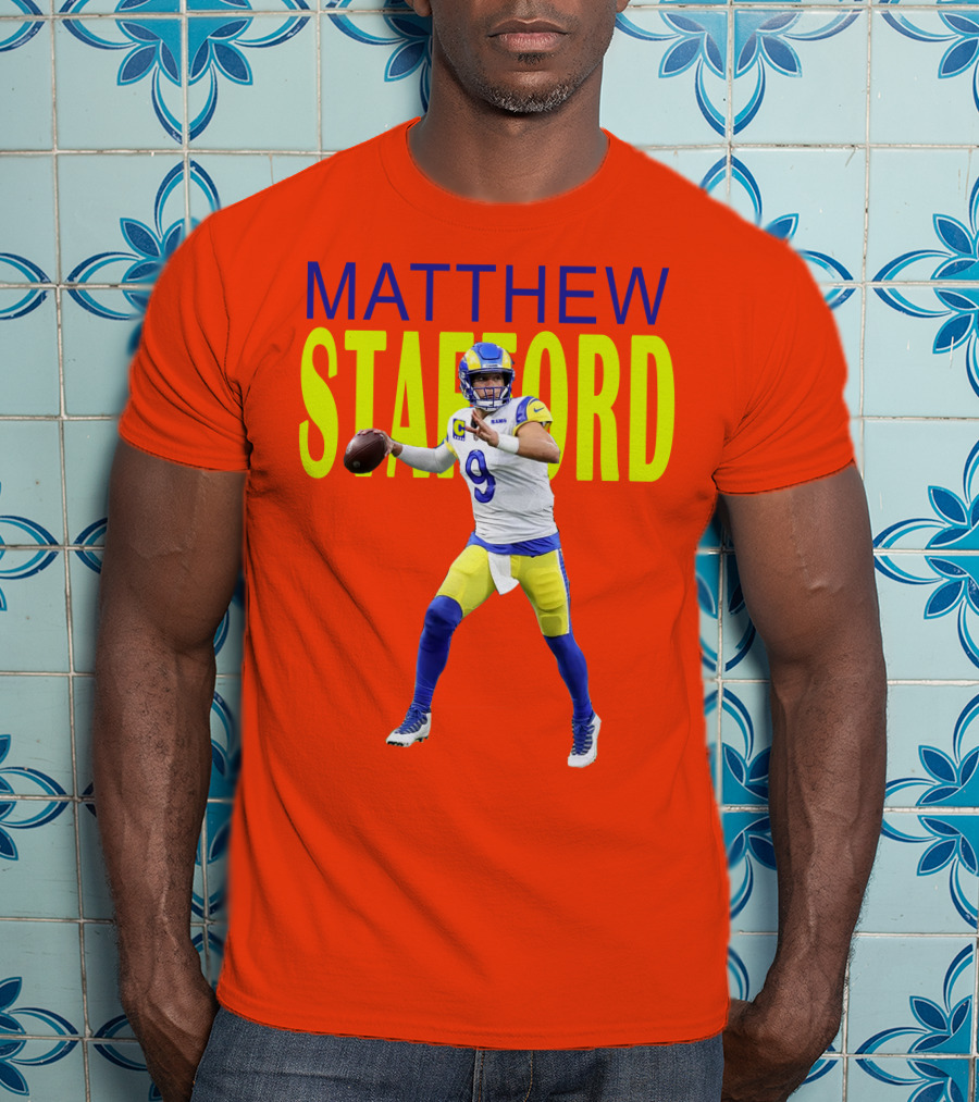 Matthew Stafford Rams Quarterback NFL Football Action T-Shirt