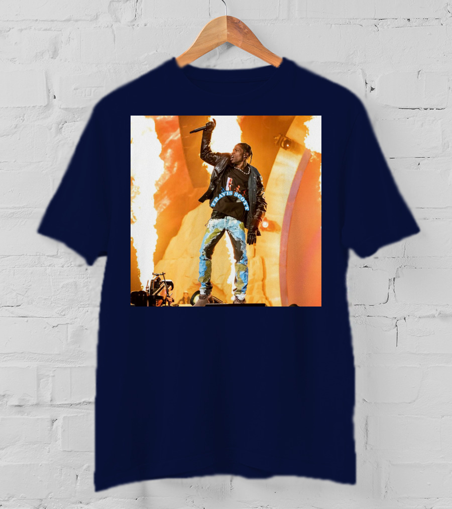 Travis Scott Live Concert Performance With Fire Effects T-Shirt